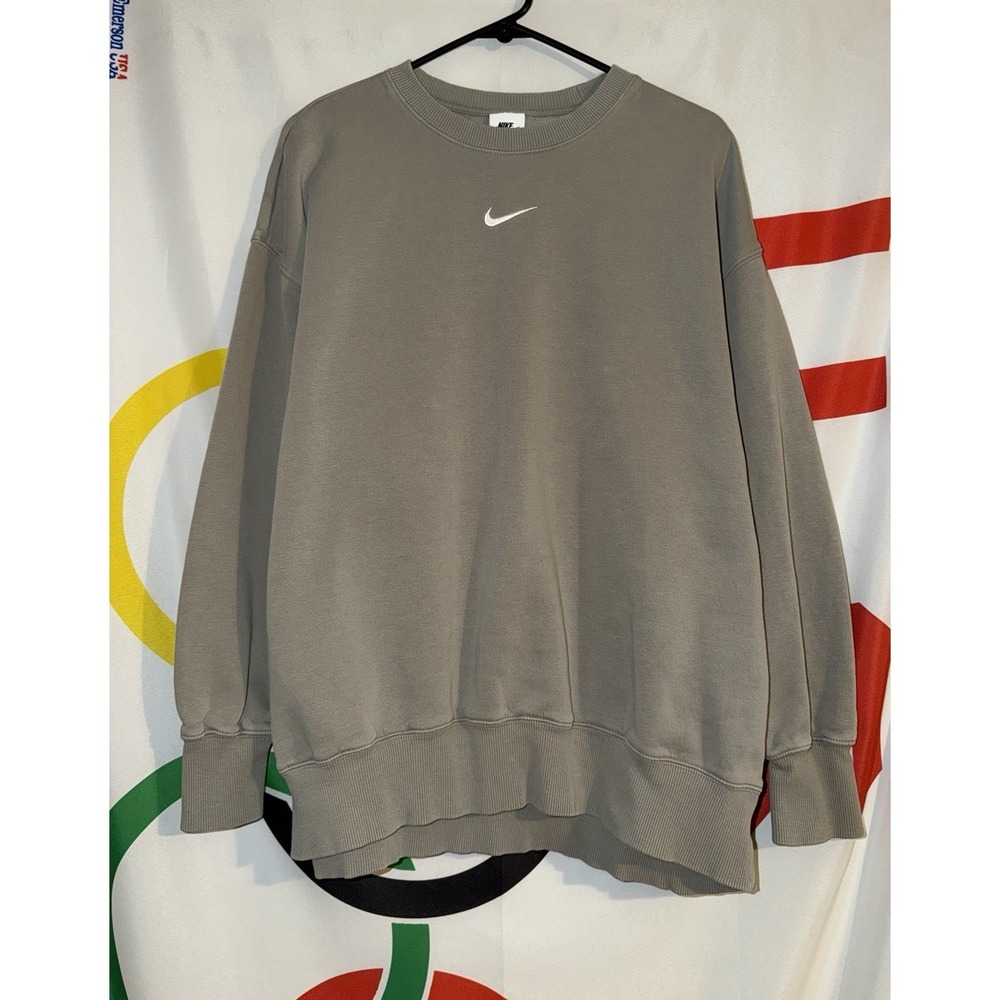 Nike Sweatshirt Large Green Center Swoosh Crewneck Pullover